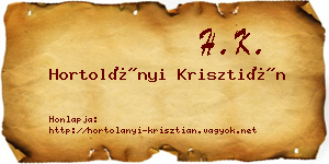 Hortolányi Krisztián névjegykártya
